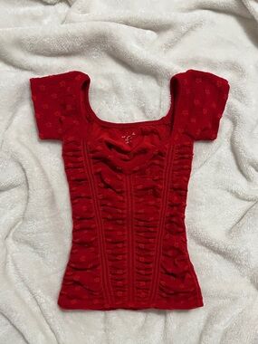 urban outfitters Out From Under Rosalie Ruched Seamless Knit Short Sleeve Top